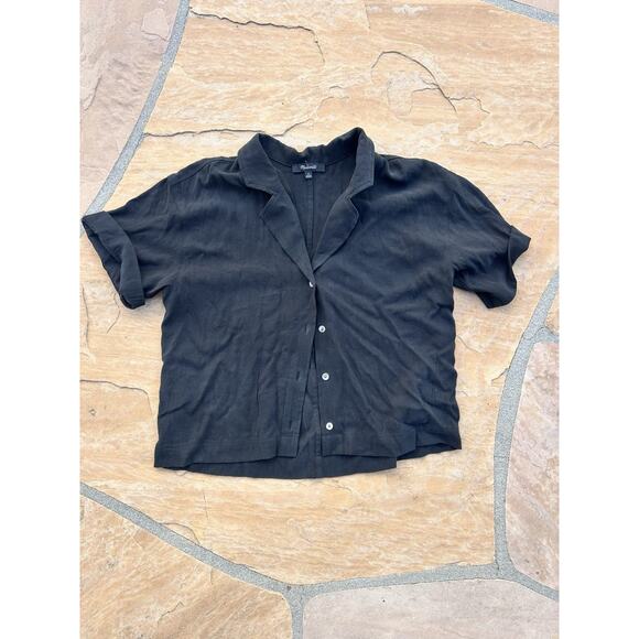 MADEWELL Button Up Resort Shirt S Lusterweave True Black S/S - Picture 3 of 5